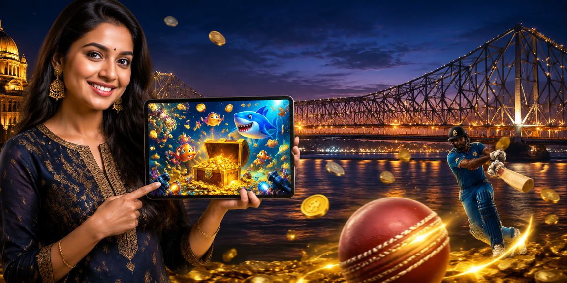 Excited player enjoying online slots and cricket betting in Kolkata